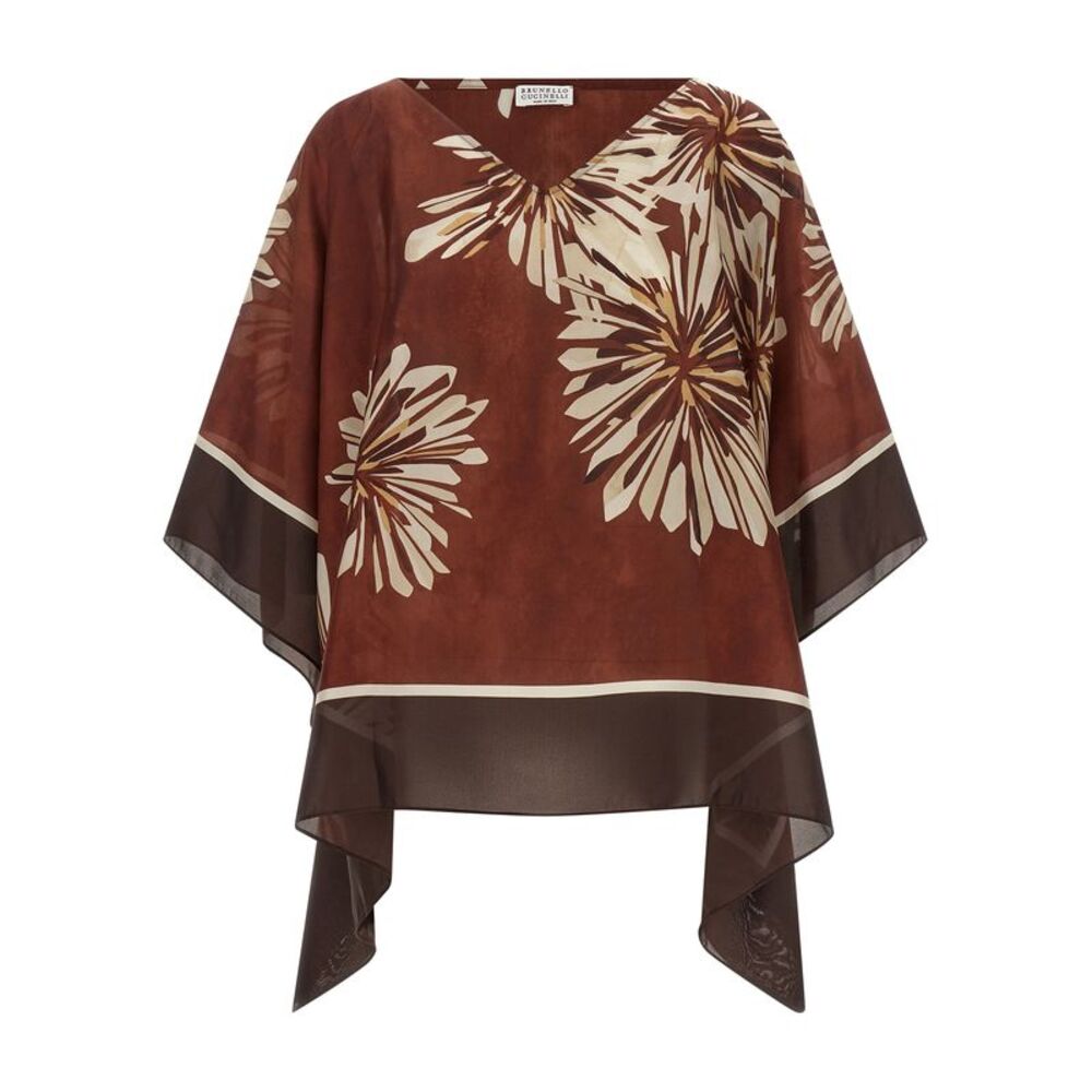 Brunello Cucinelli Bordeaux Silk Women's Blouse